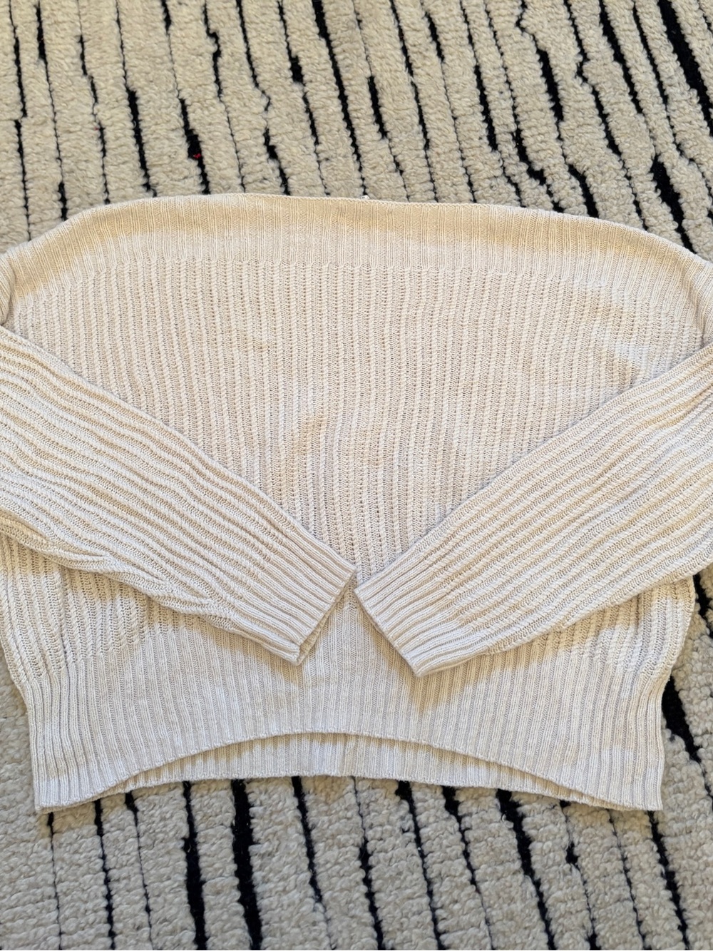 Splendid Cream Off-the-Shoulder Ribbed Sweater - Picture 4 of 4